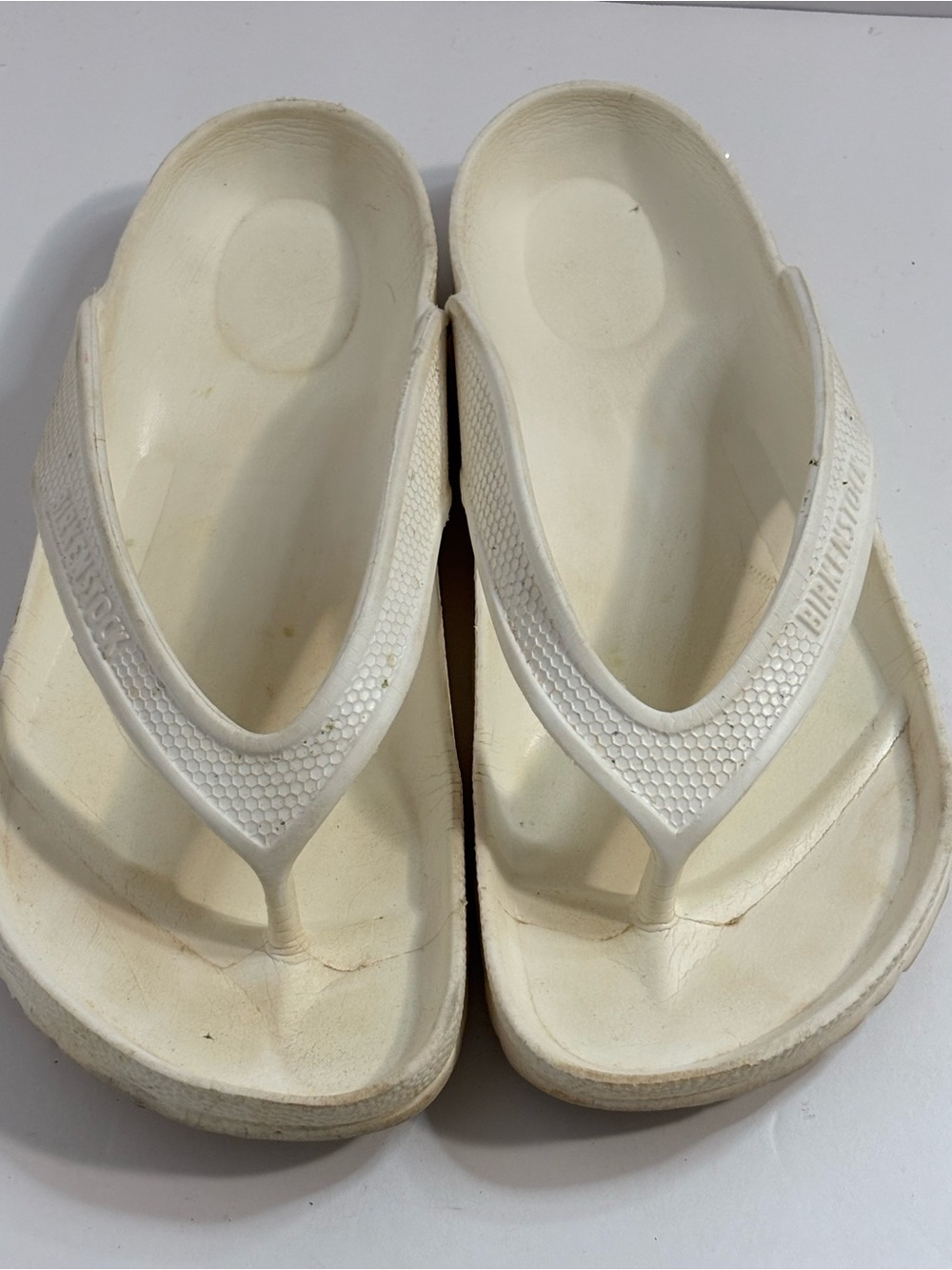 Birkenstock White Platform Flip Flop Sandals Sz 6 GUC Normal Stain
